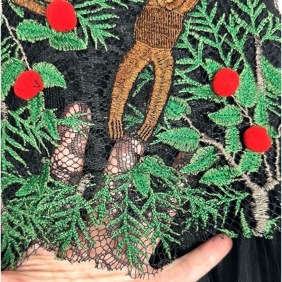 TADASHI SHOJI Kids Sleeveless Fit & Flare Lace Dress Black Green Funny Monkey 2 - Picture 6 of 13